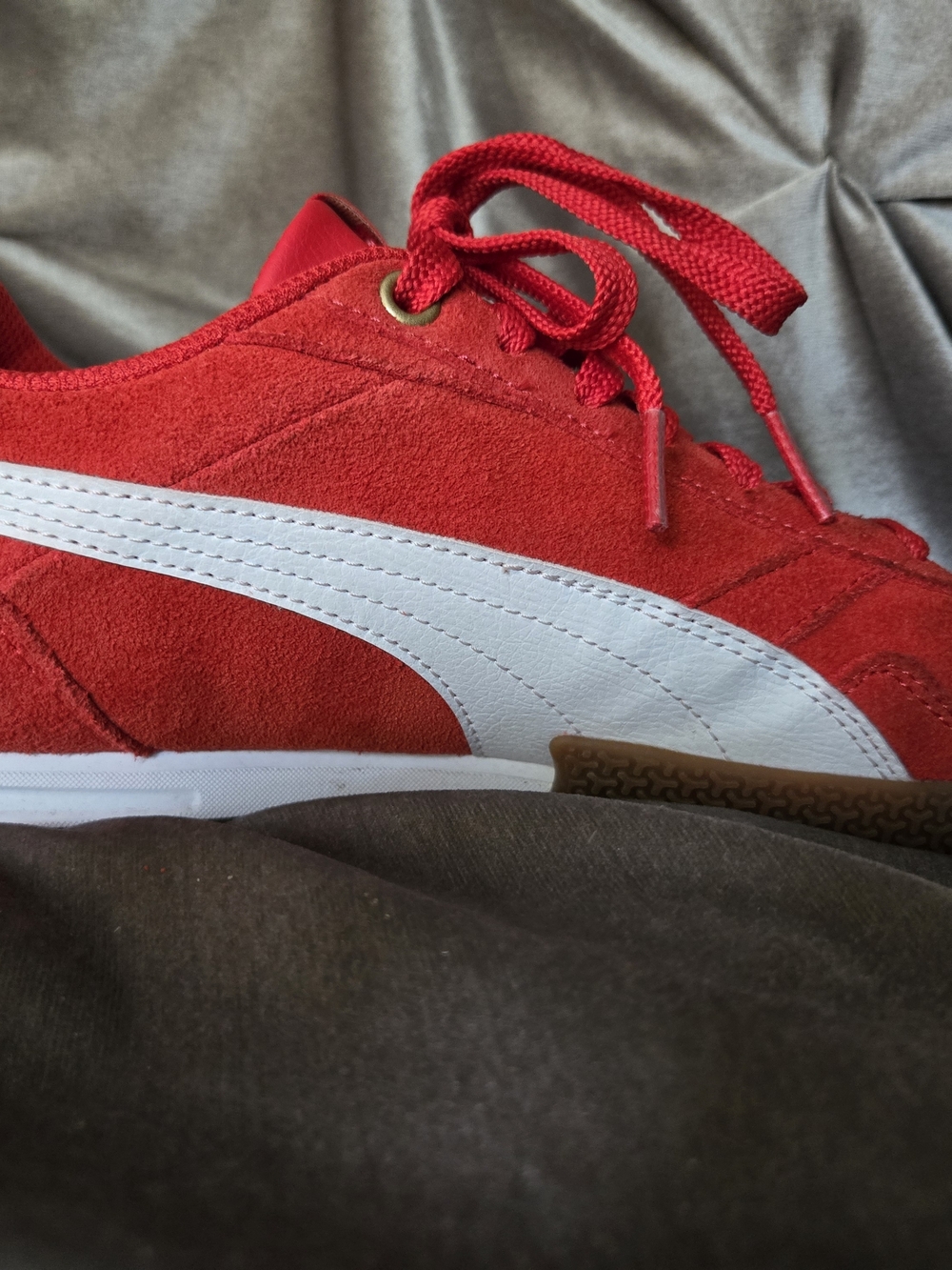 PUMA Red Suede Sneakers with White Formstrip - Picture 6 of 9